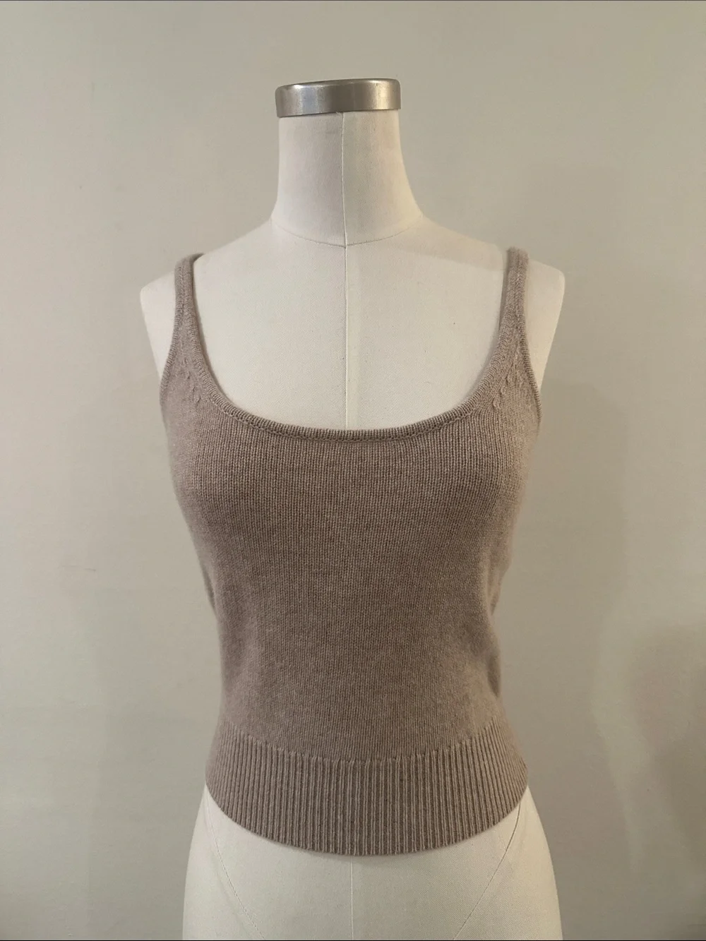Soft Ribbed Knit Tank and Button Cardigan Set - Taupe